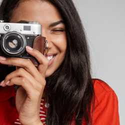 young person taking photo